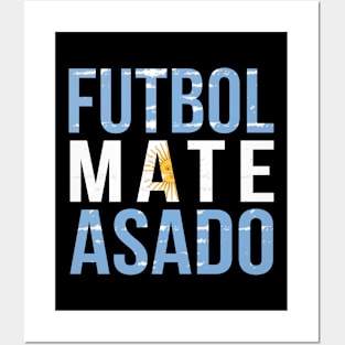 Futbol Mate Asado, Funny Argentinian Flag Soccer Lover, Argentina Campeón Mundial Qatar 2022 Posters and Art